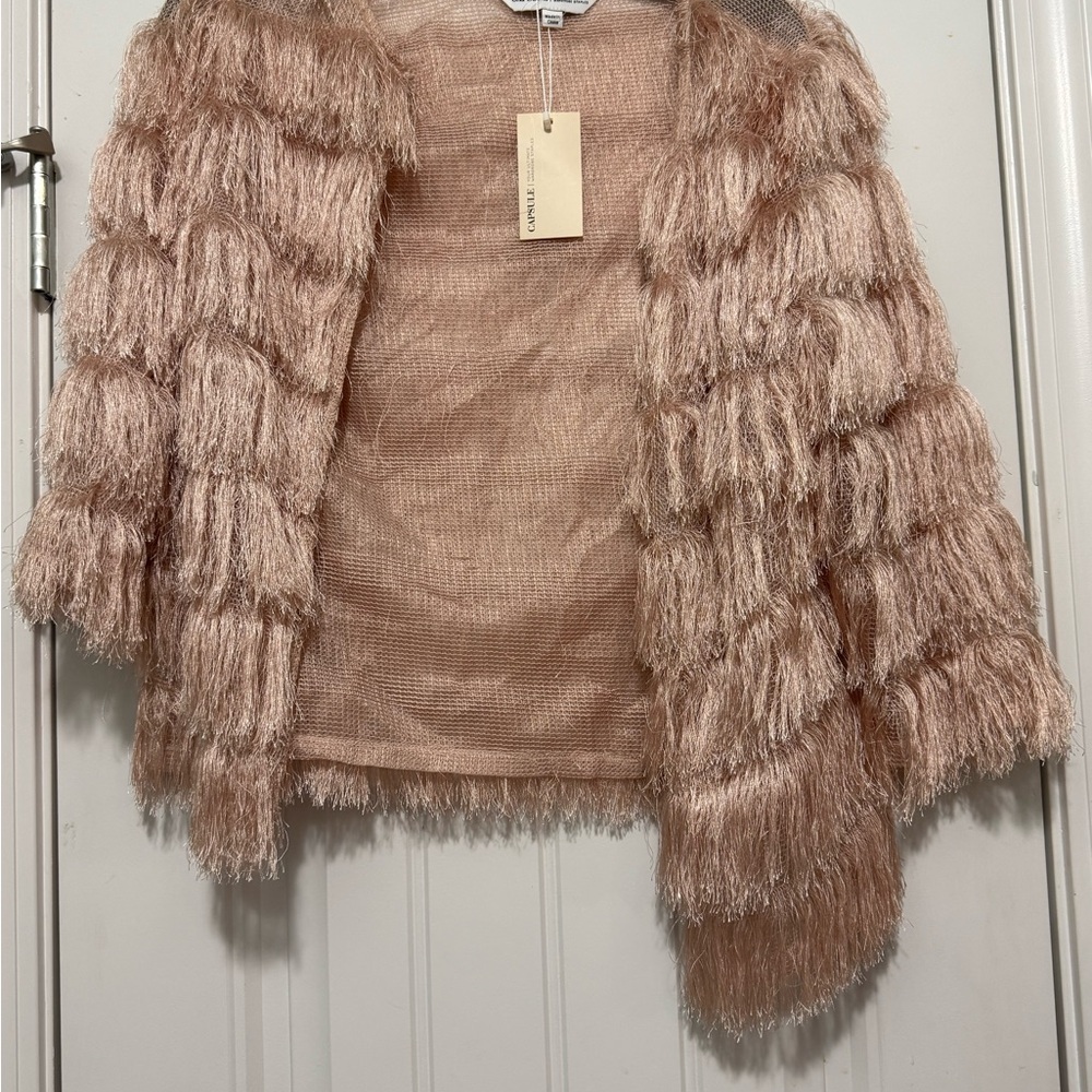 Chic Layered Fringe Cardigan - Blush